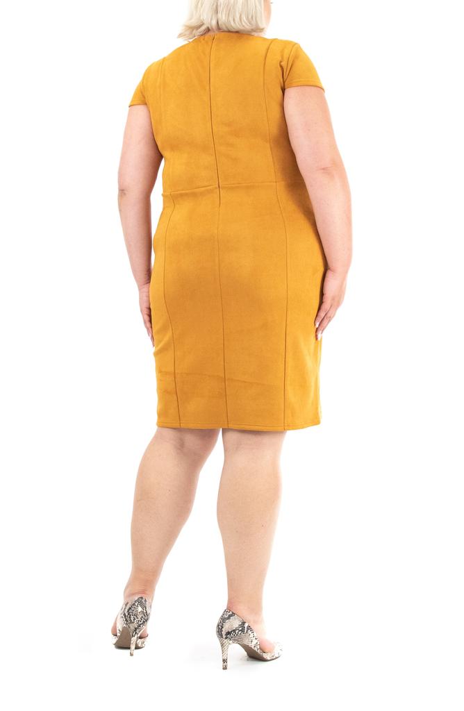 Nina Leonard Faux Suede Cap Sleeve Scuba Dress