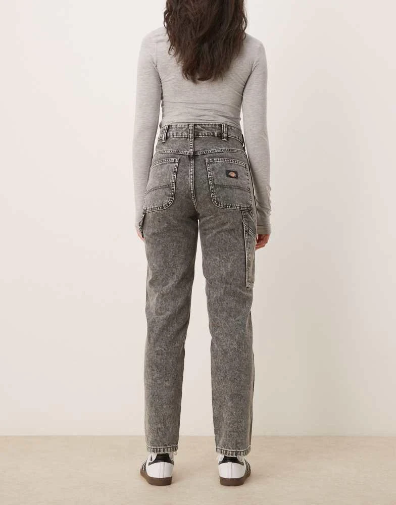 DICKIES Dickies ellendale straight fit denim jeans in washed light grey 2