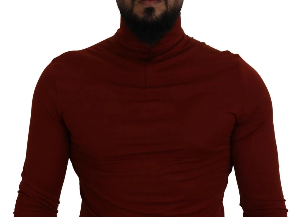 Dolce & Gabbana Maroon Cotton Turtle Neck Zip Sweater 4