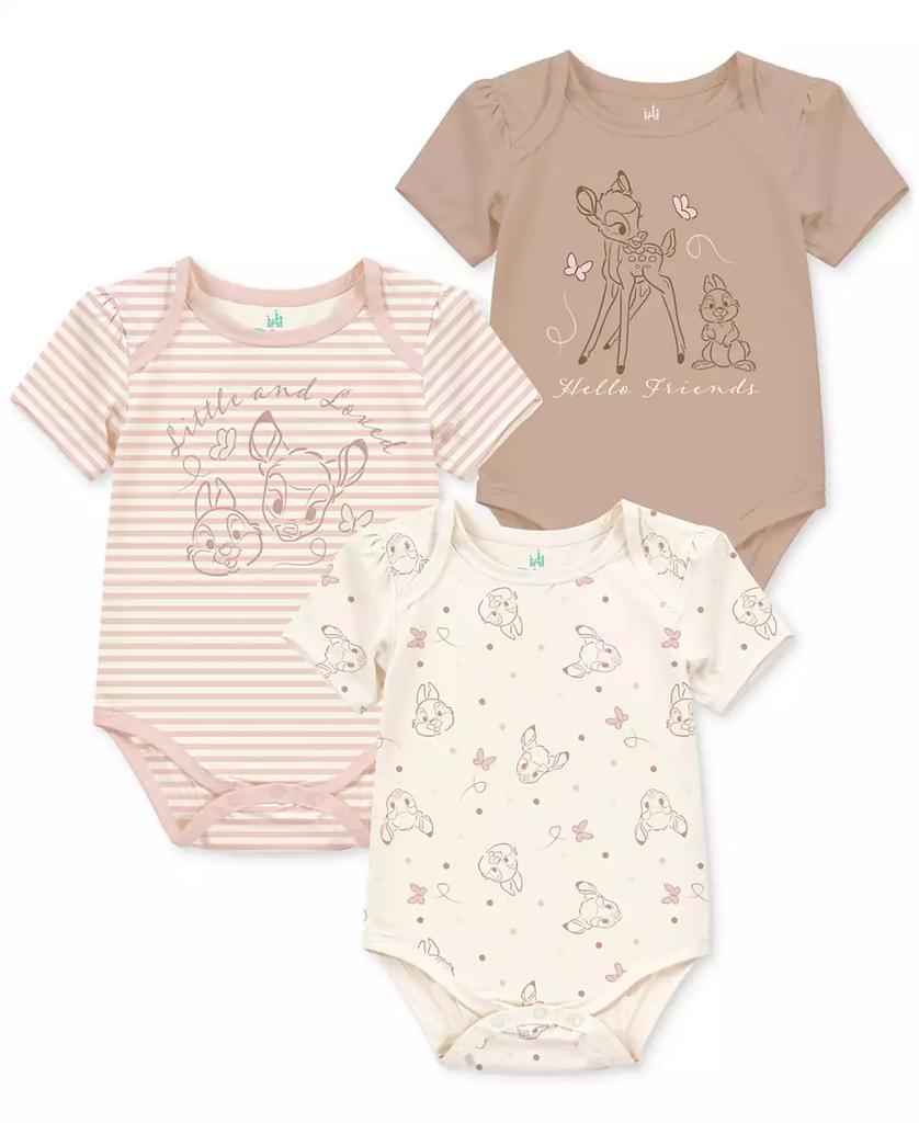 Disney Baby Girls Bambi Short-Sleeve Bodysuits, Set of 3