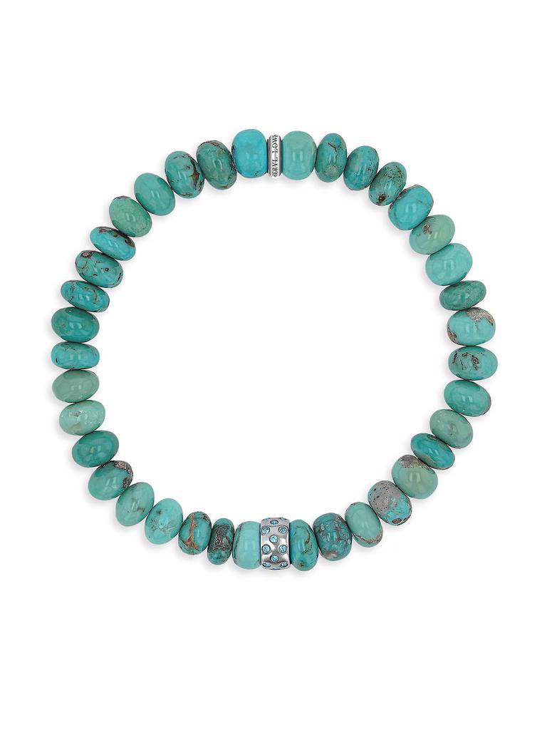 Sheryl Lowe Swiss Blue Topaz & Turquoise Beaded Bracelet