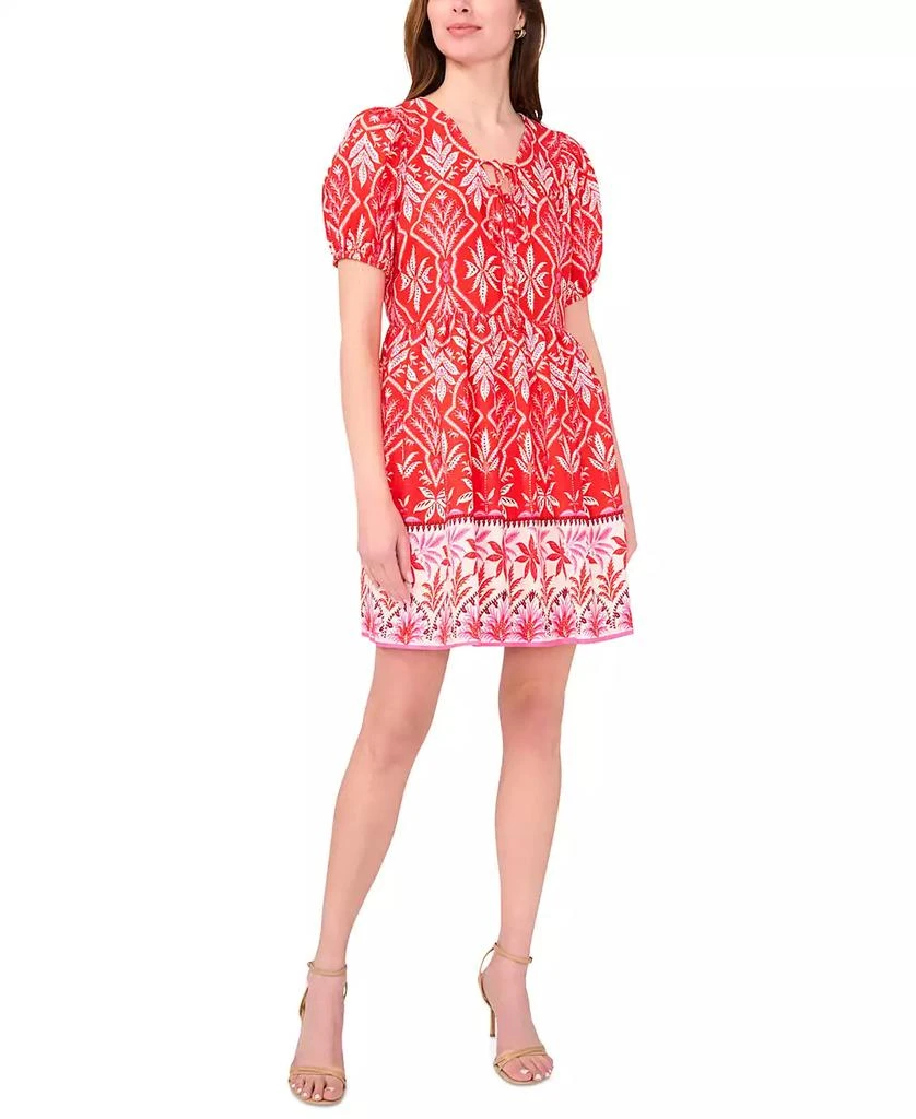 MSK Petite Placed Print Puff-Sleeve Swing Dress 1