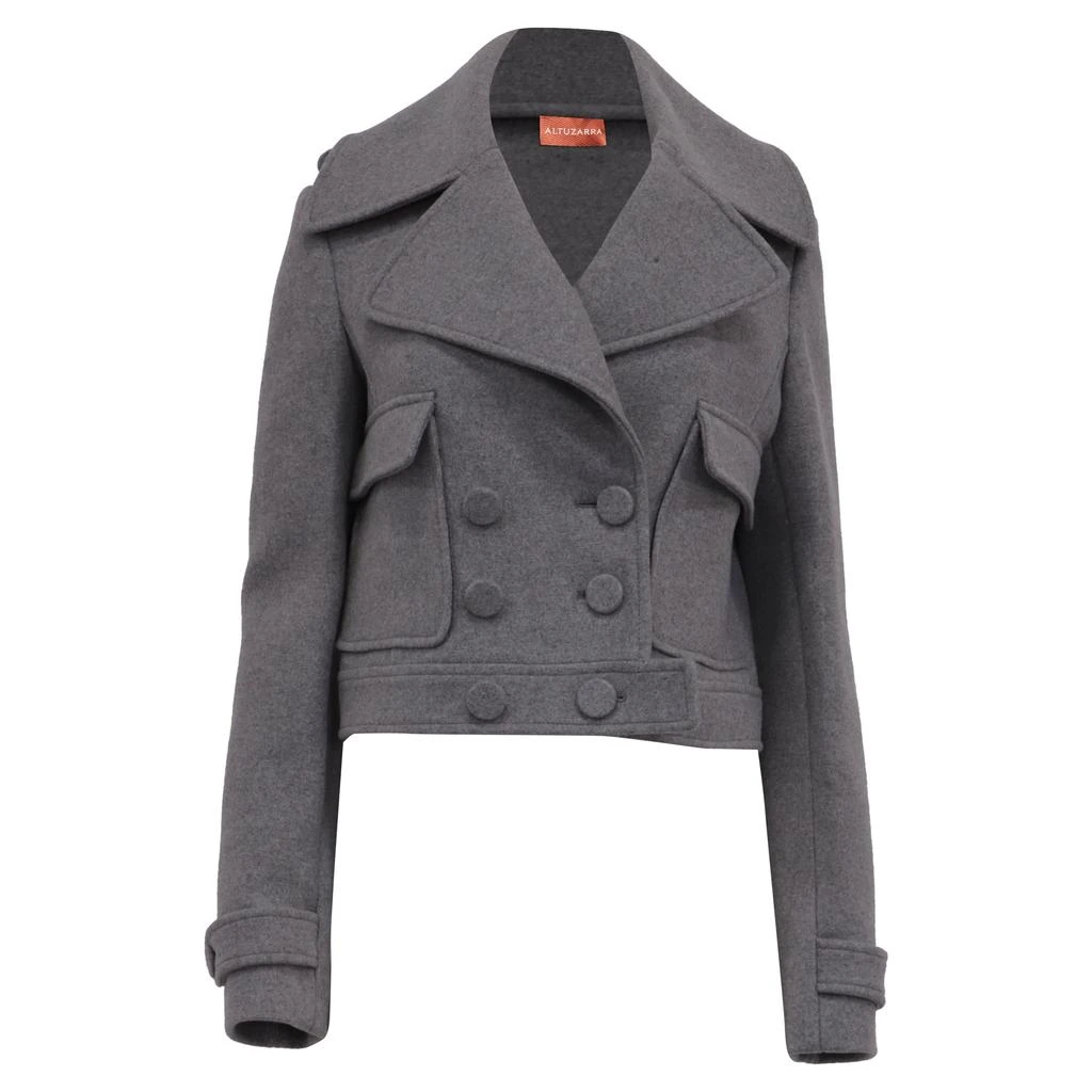 Altuzarra Laga Double-Breasted Peacoat in Grey Wool
