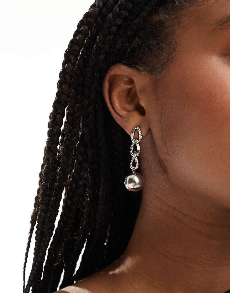 8 Other Reasons 8 Other Reasons chain drop ball earrings in rhodium plated 3