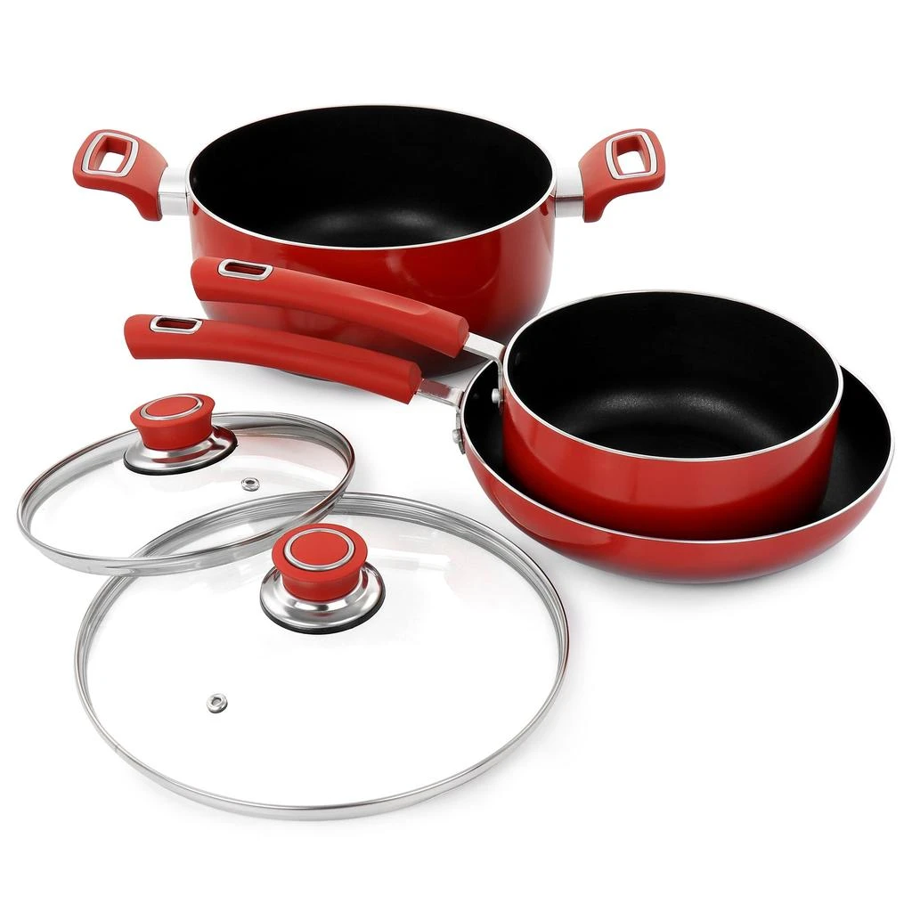 Oster 7 Piece Non Stick Aluminum Cookware Set in Red 2