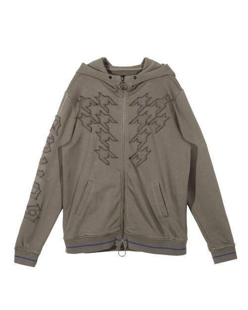 Konus Men's Zip-up Houndstooth Hoodie In Khaki