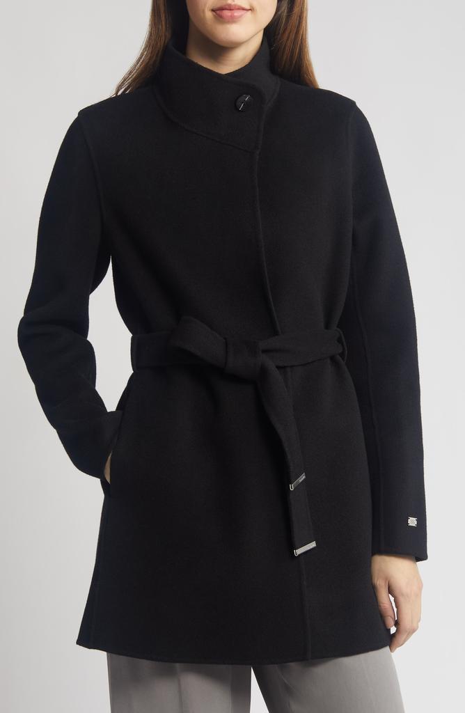 Soia & Kyo Kenia Funnel Neck Wool Blend Wrap Coat