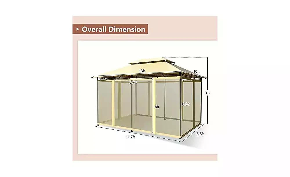 Mecale 10 Feet x 13 Feet Tent Canopy Shelter with Removable Netting Sidewall 3