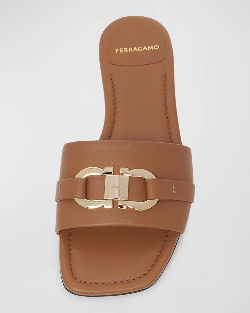 Salvatore Ferragamo Leah Gancini Bit Leather Slide Sandals 4