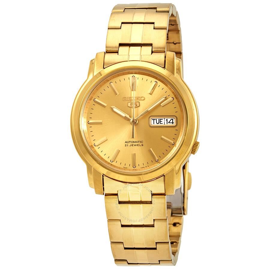 Seiko Open Box - Seiko Series 5 Automatic Gold Dial Men's Watch SNKK76