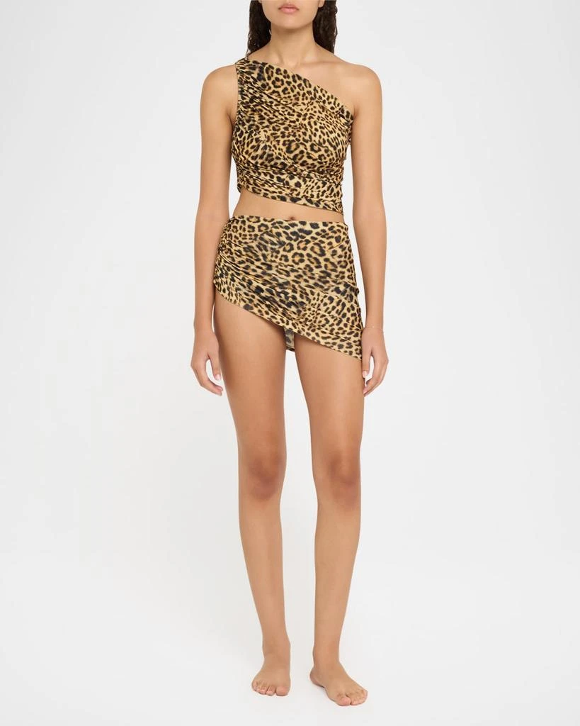 Norma Kamali Diana Leopard Shirred Bikini Top 2