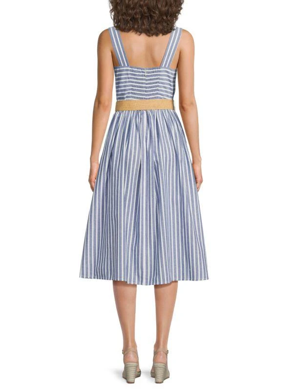 Eliza J Missy Striped Cotton Midi-Dress 2