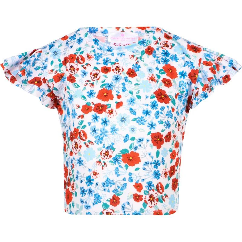 Piccoli Principi Poppies print two piece swimsuit with large bow 2