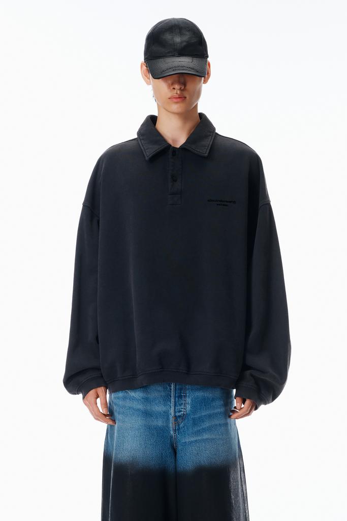 Alexander Wang Long Sleeve Polo in Cotton Oversized