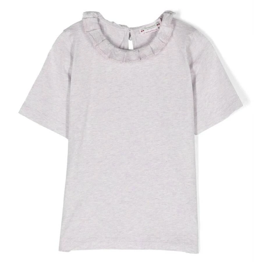 Bonpoint Kids Clea Pleated Collar Cotton T-Shirt 1
