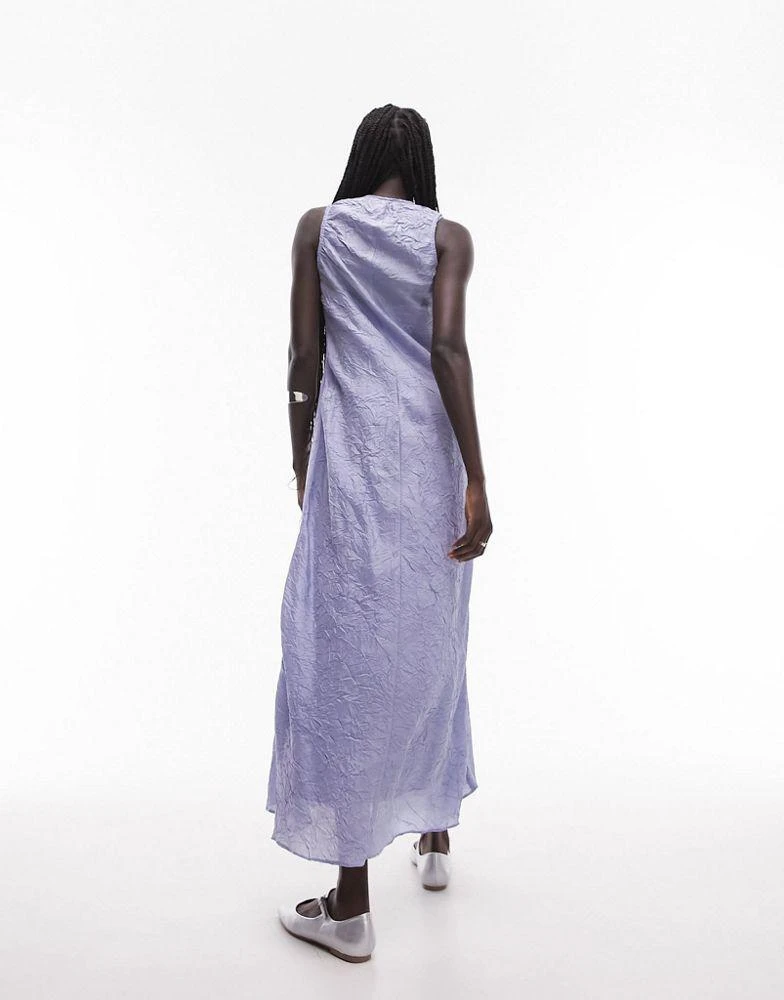 Topshop Topshop crinkled satin maxi dress in blue 3