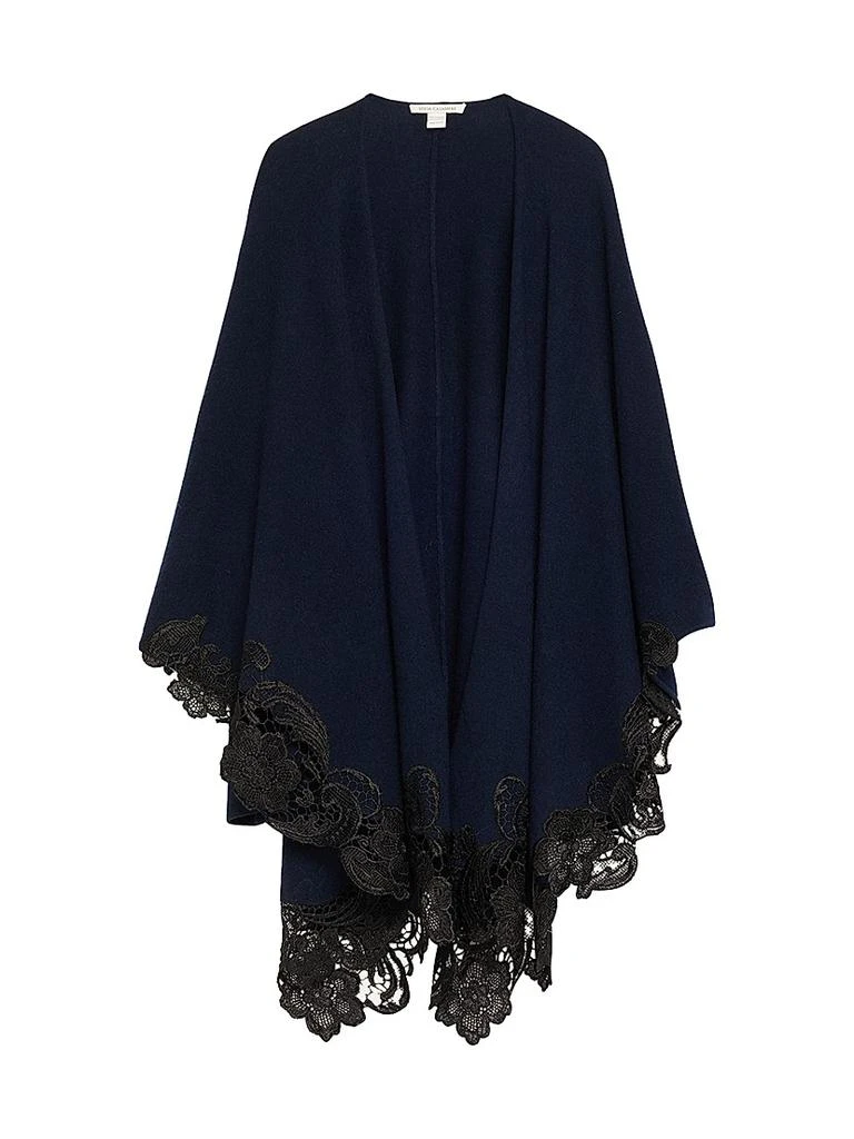 Sofia Cashmere Lace-Trim Cashmere Knit Cape 1