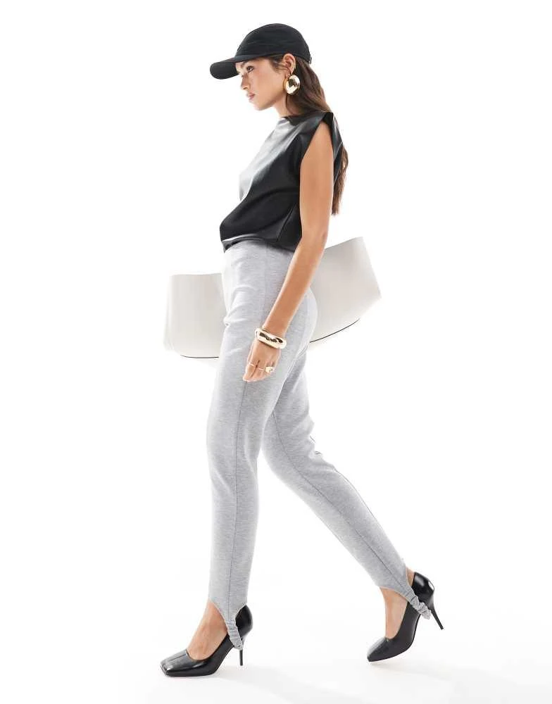 ASOS ASOS DESIGN scuba leggings with stirrups in grey marl 1