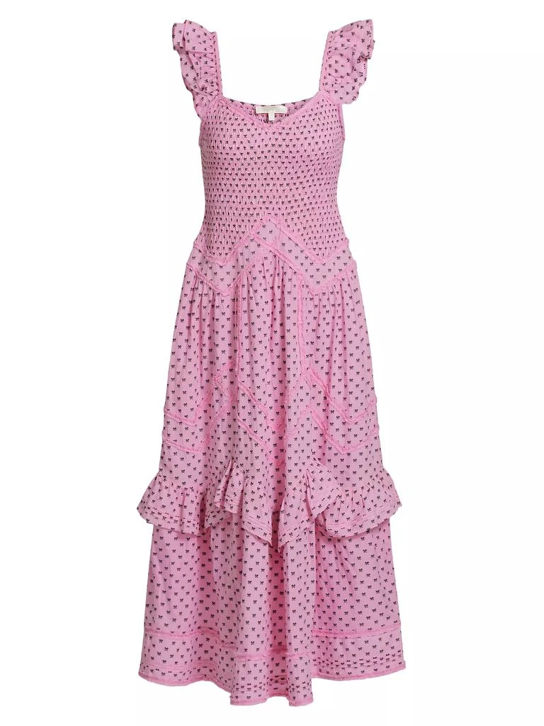 LOVESHACKFANCY Fringe Bow Cotton Clip Brin Dress 1