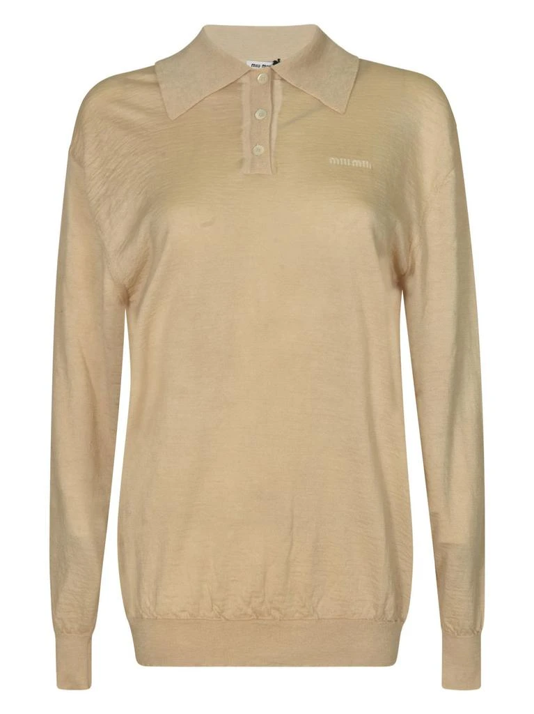 Miu Miu Miu Miu Long-Sleeved Knitted Polo Shirt 1
