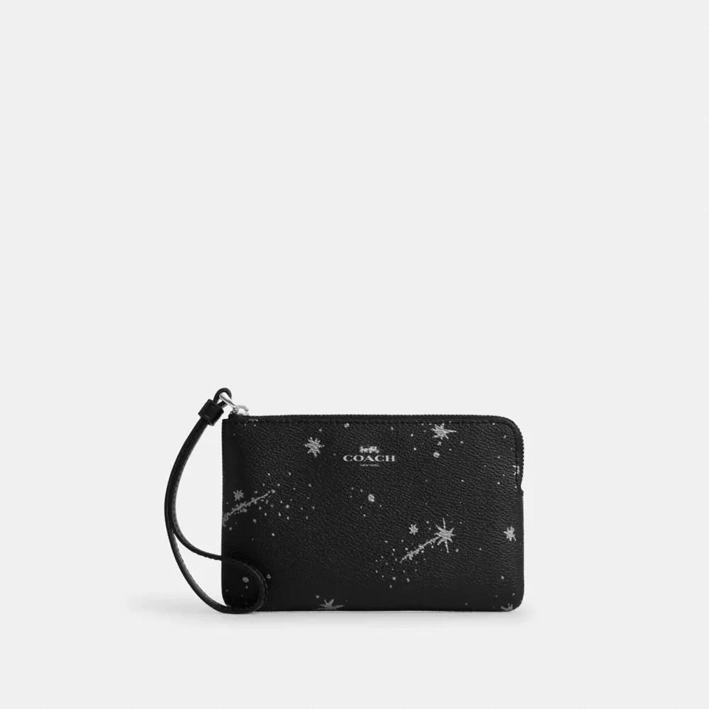 Coach Corner Zip Wristlet With Star Print