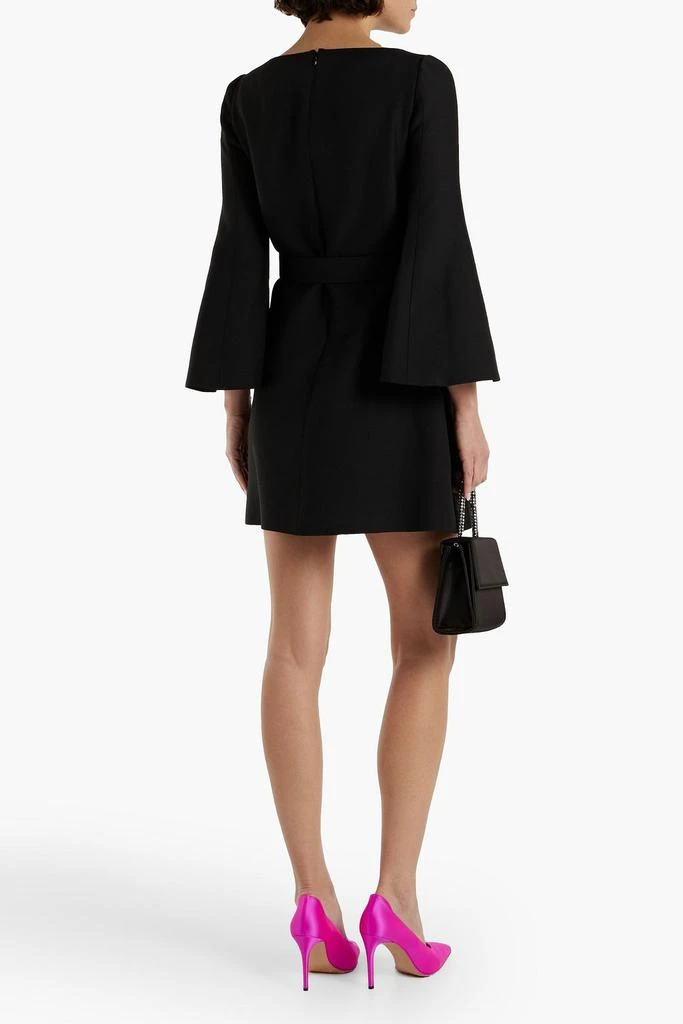 Valentino Belted wool and silk-blend crepe mini dress 3