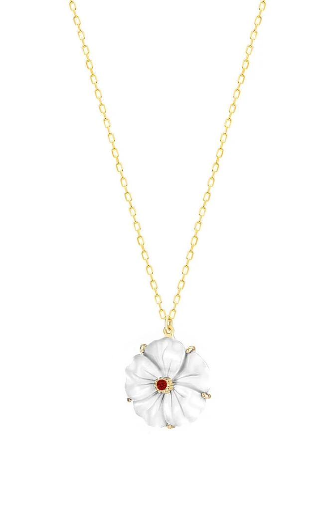 GABI RIELLE Gardenia Cultured Pearl Flower Pendant Necklace 1