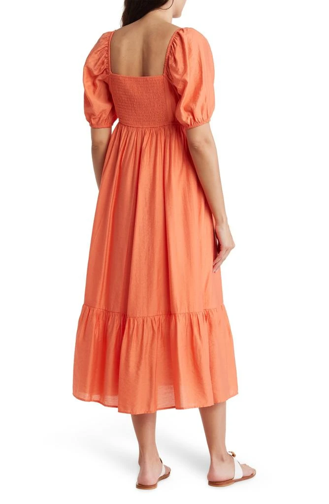 AUGUST SKY Pleated Square Neck Midi Dress 2