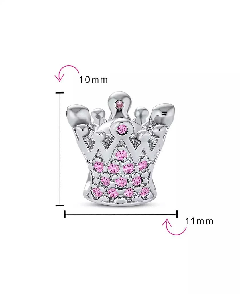 Bling Jewelry Princess Queen Crown Pink Fuchsia Crystal Bead Charm European Bracelet 3