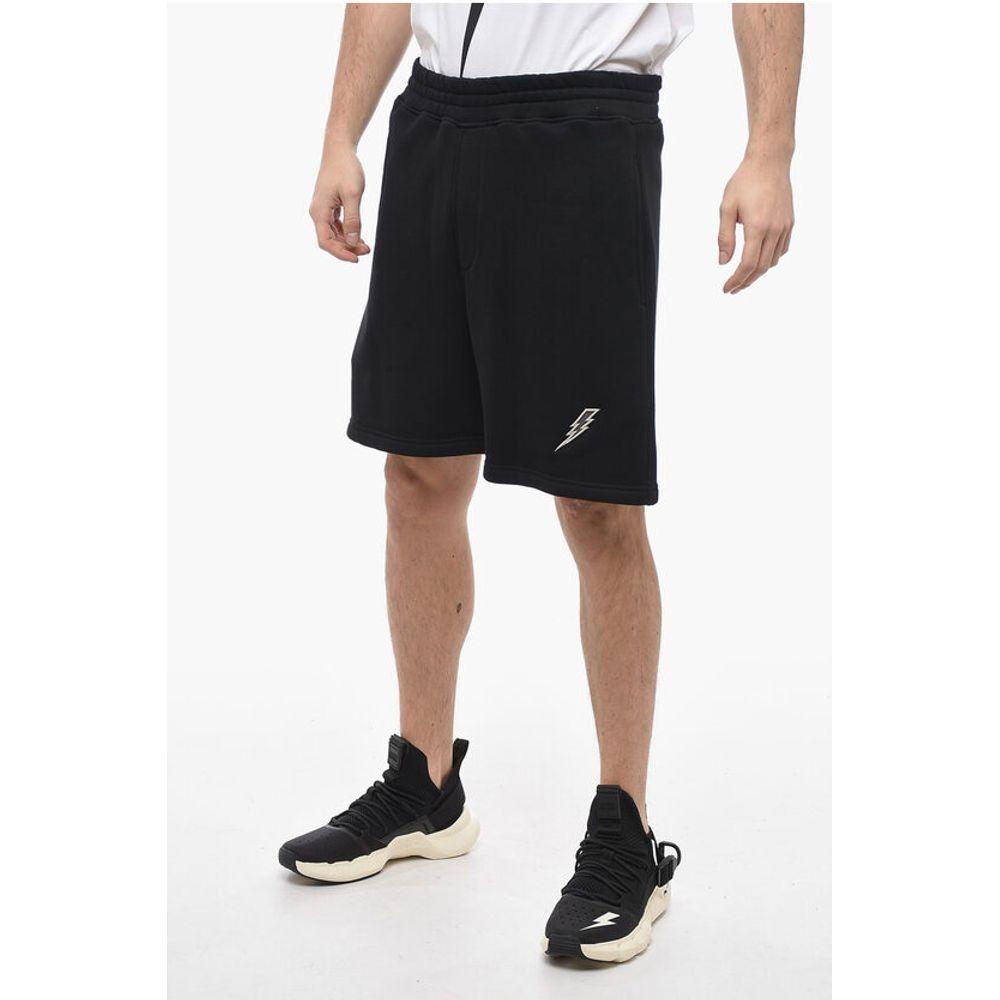 Neil Barrett Brushed Cotton Shorts with Embroide Men's Logo
