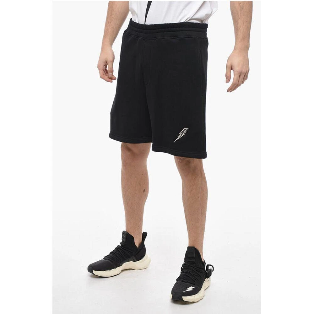Neil Barrett Brushed Cotton Shorts with Embroide Men's Logo 1