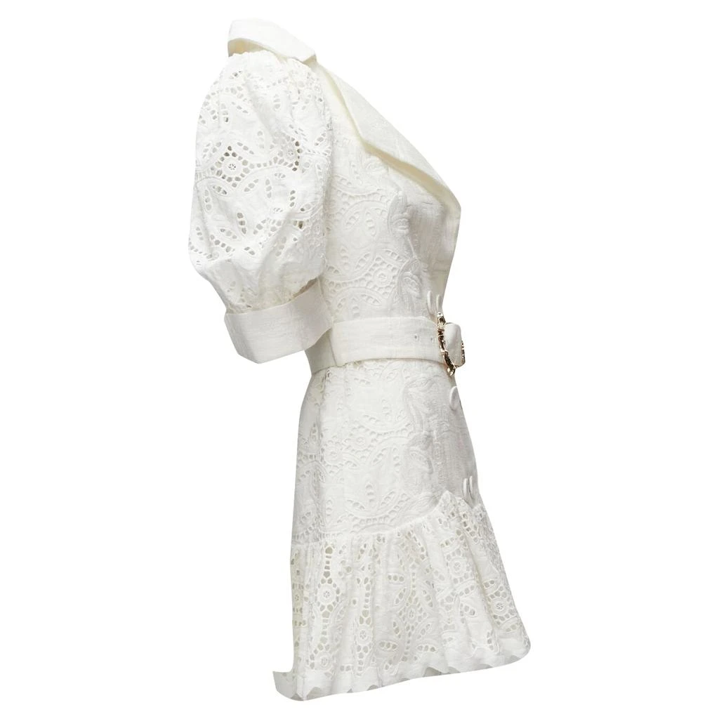 Acler Acler embroidery eyelet puff sleeve belted double breasted dress 5