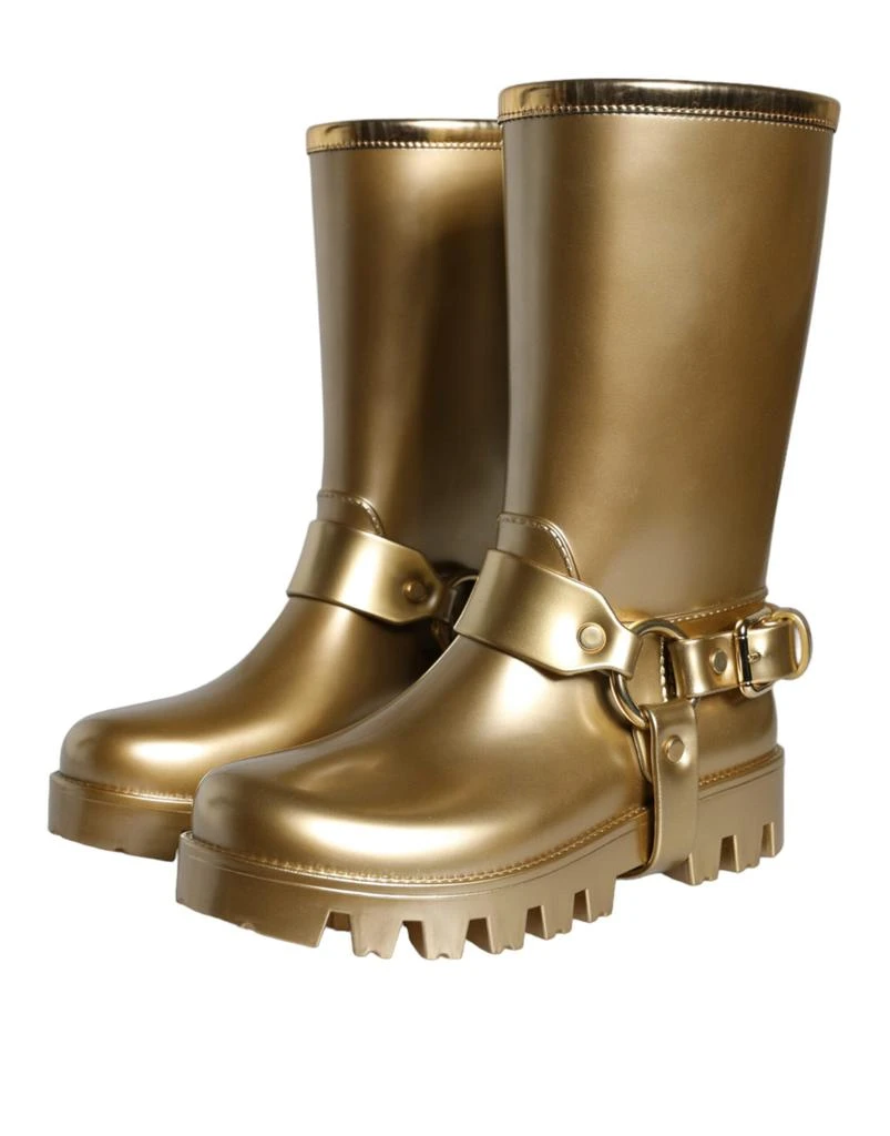 Dolce & Gabbana Metallic  Rubber PVC Rain Boots Women's Shoes 3