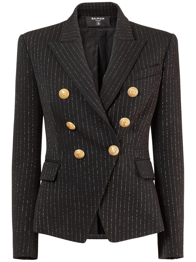 BALMAIN Pinstriped Wool Lurex Blazer