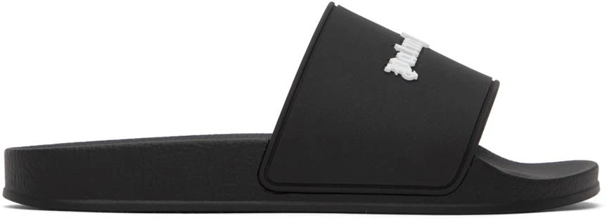 Palm Angels Black Monogram Pool Slides 1