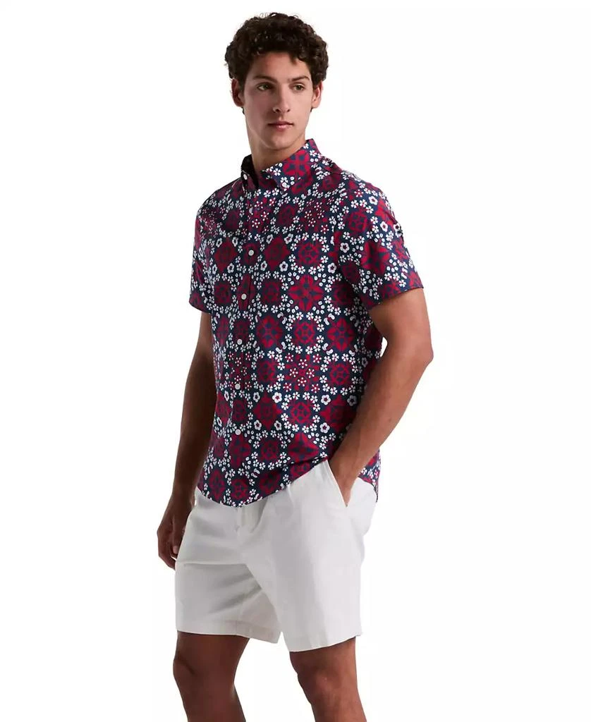 Original Penguin Men
s Slim Fit Short Sleeve Medallion Print Button-Down Shirt 4