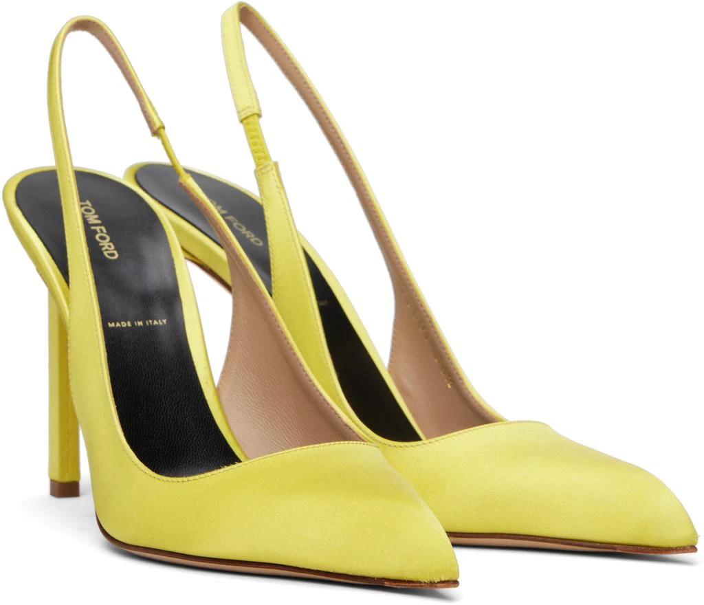 Tom Ford Yellow Satin T Slingback Heels 4