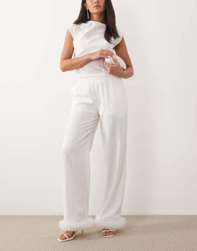 Sister Jane Sister Jane Bridal polka dot tulle trim trousers co-ord in white