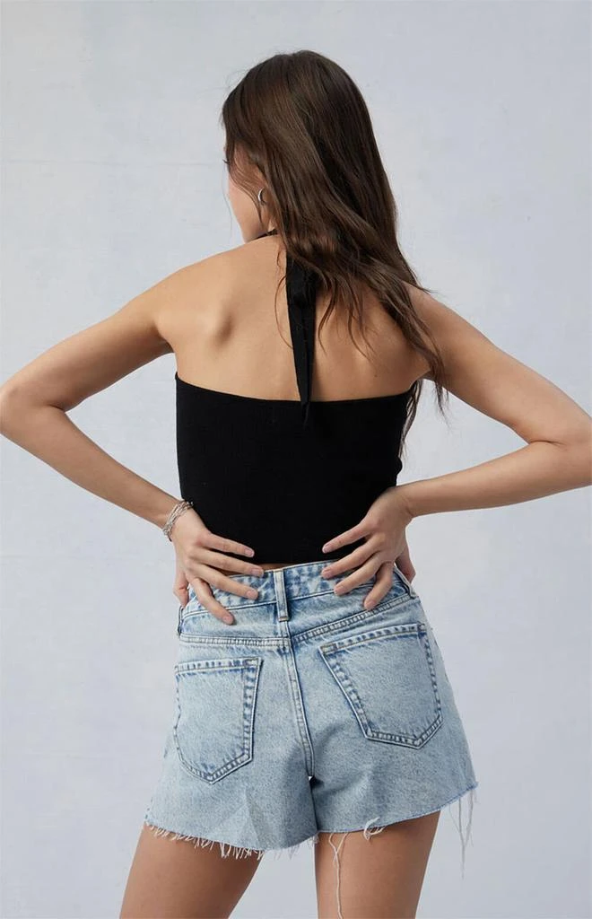 PacSun Light Indigo Ripped High Waisted Denim Festival Shorts 4
