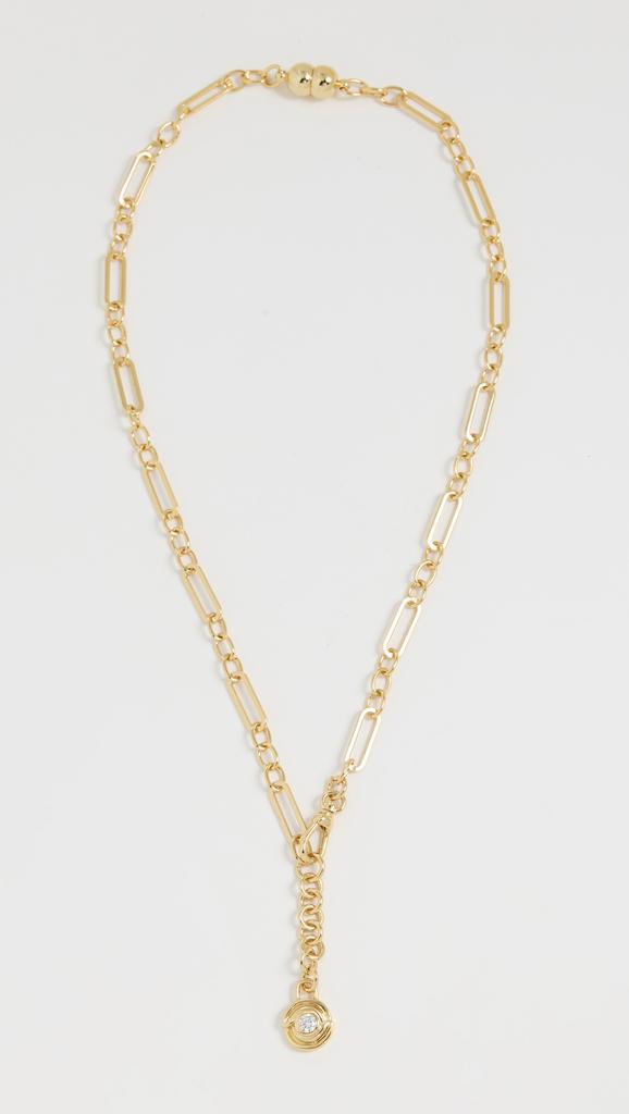 Luv AJ Wave Bezel Lariat Necklace