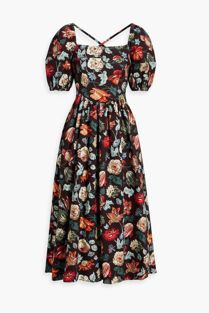 ROSETTA GETTY Floral-print cotton-twill midi dress