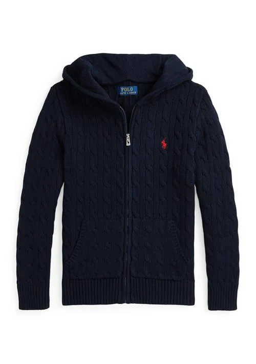 Ralph Lauren Childrenswear Lauren Childrenswear Boys 8 20 Cable Cotton Hooded Full Zip Sweater 1