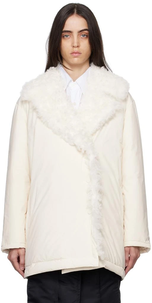 Yves Salomon SSENSE Exclusive Off-White Shearling Down Jacket 1