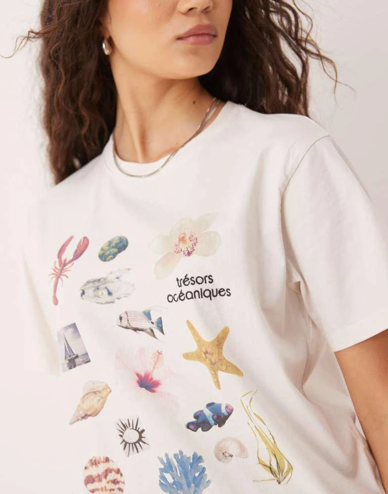 Abercrombie & Fitch Abercrombie & Fitch relaxed t-shirt with sea details in white 2