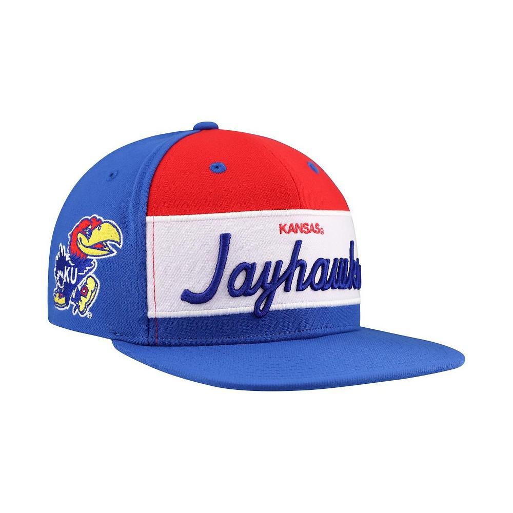 Mitchell & Ness Men's White/Royal Kansas Jayhawks Retro Sport Color Block Script Snapback Hat