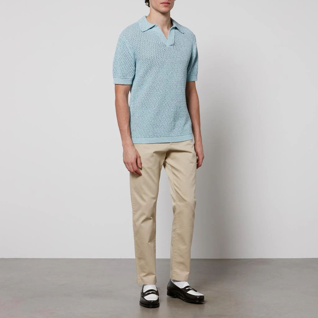 NN07 Ryan Knitted Cotton-Blend Crocheted Polo Shirt 3