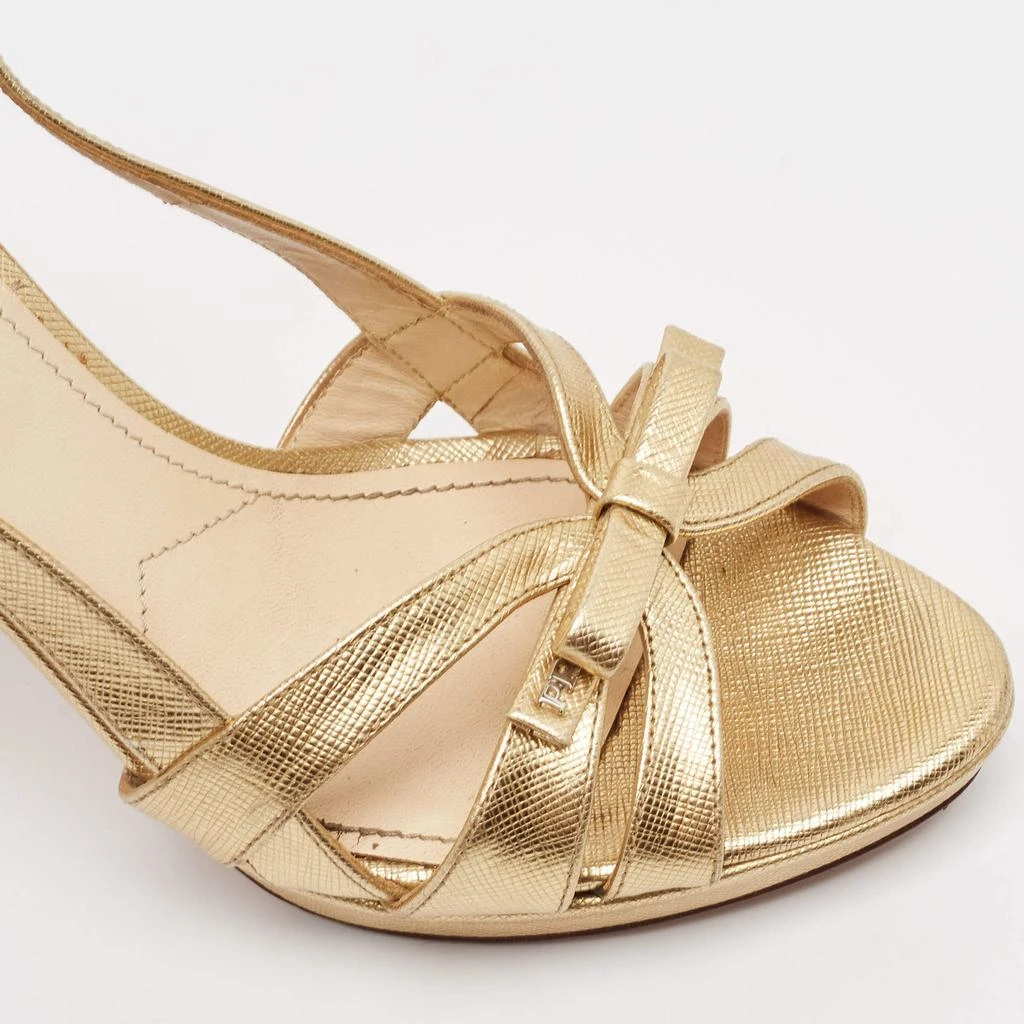 Prada Prada Gold Leather Slingback Sandals Size 38.5 7