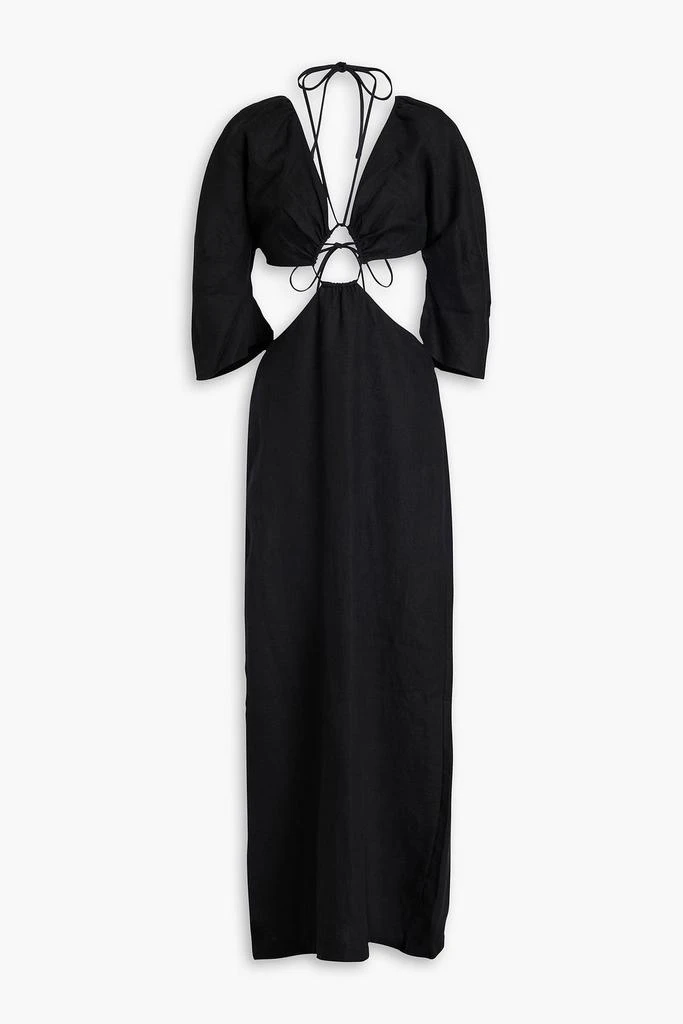 Mara Hoffman Celia cutout hemp midi dress - Black - US 6 Mara Hoffman Celia cutout hemp midi dress - Black - US 6