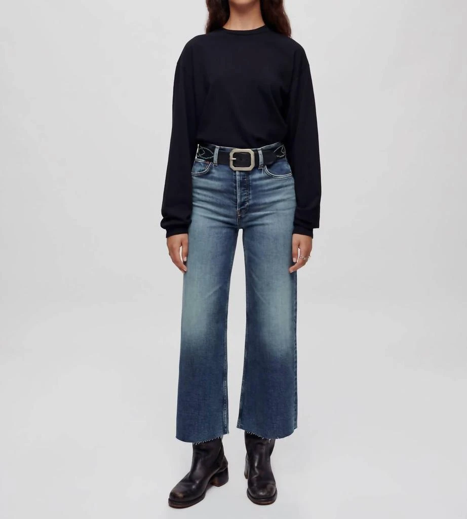 REDONE Long Sleeve Boyfriend Tee In Black 3
