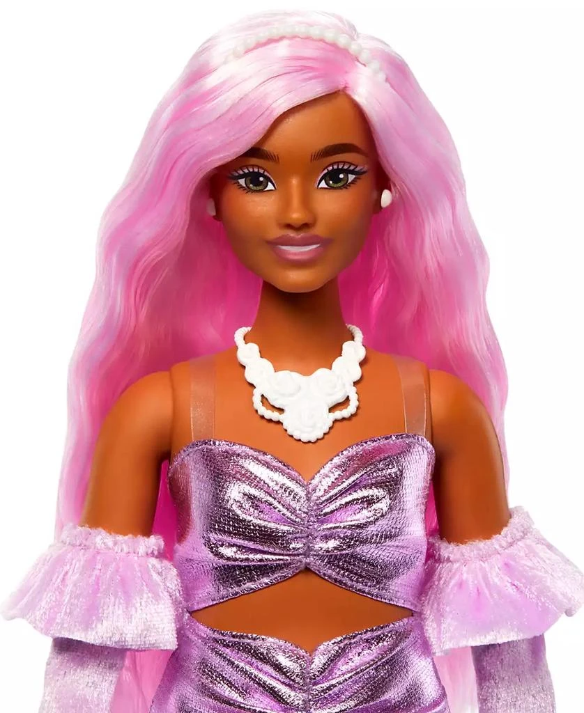 Barbie Deluxe Style Doll 1 in Glossy Pink Barbiecore Dress with Velvet Gloves, Pink Hair 4
